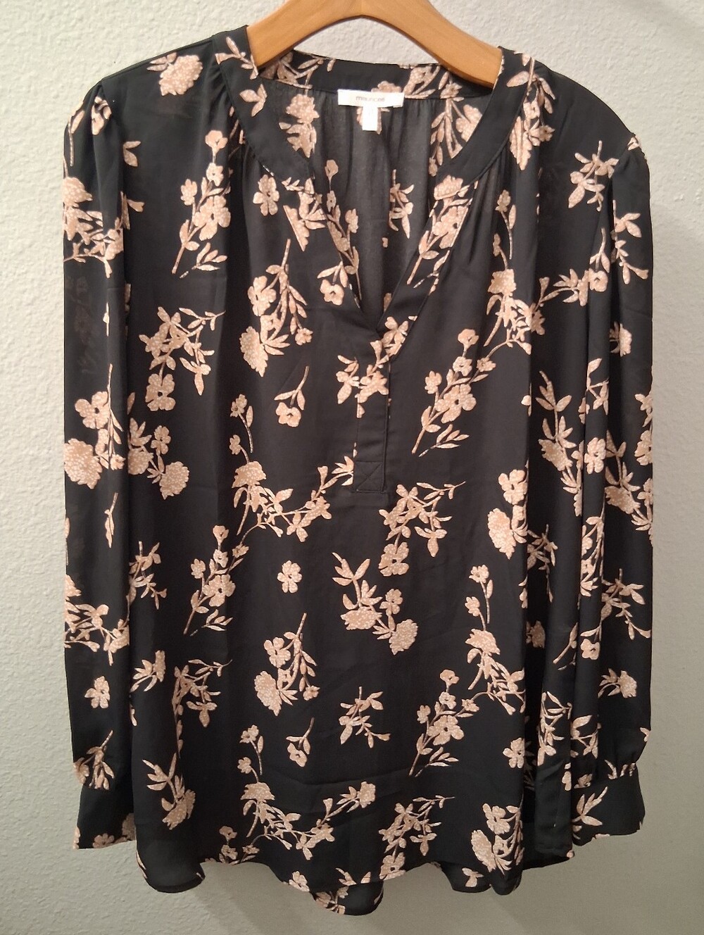 Maurices Black Floral Blouse Large